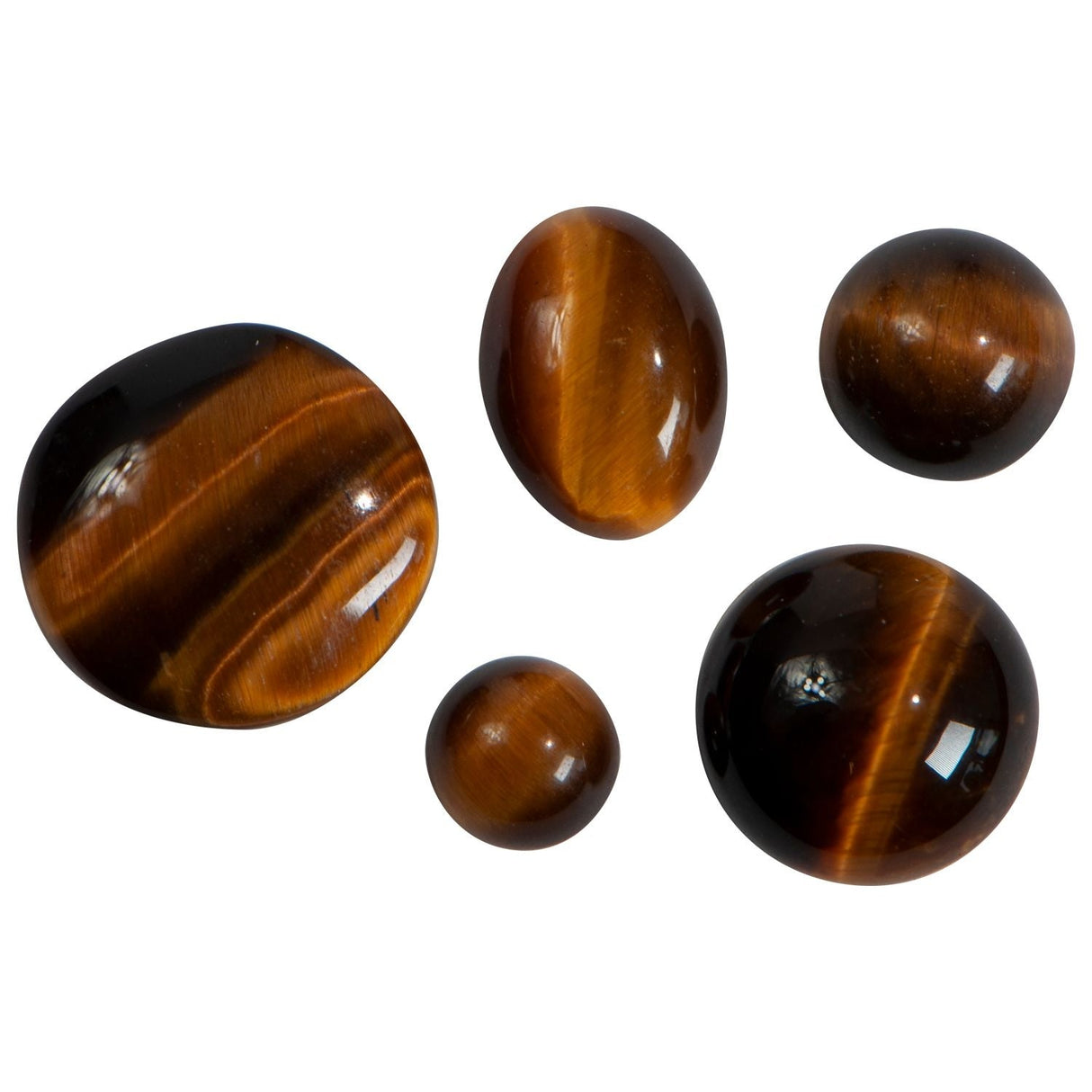 10 mm Tiger Eye round cabochon gemstone with polished smooth finish and natural golden brown bands