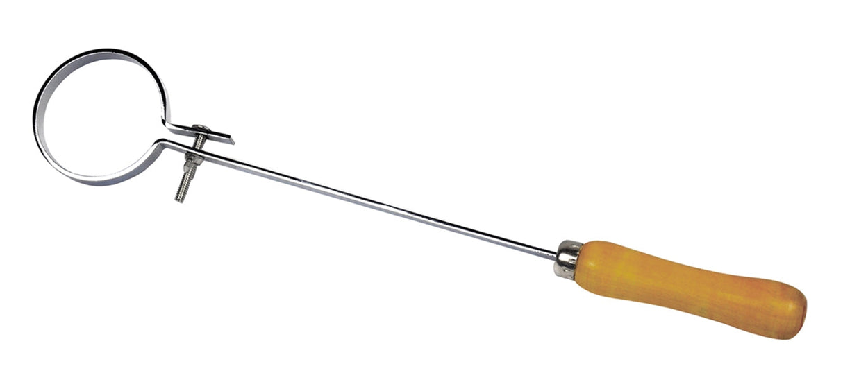 18-inch ceramic crucible dish handling tongs with wooden handle and adjustable fly nut for metal casting