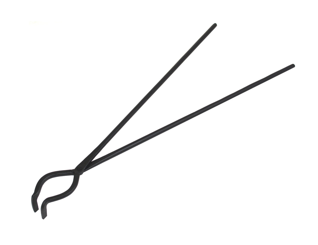 19-inch hinge style foundry crucible tongs with carbon black finish for secure crucible handling