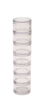 7 small round stacked storage jars clear plastic space-saving containers