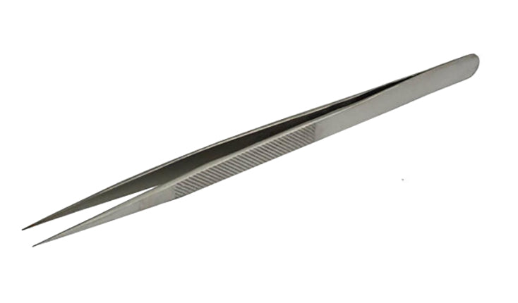 6-1/2" Straight Fine-Tipped Gemstone Diamond Melee Tweezers by PMC Supplies