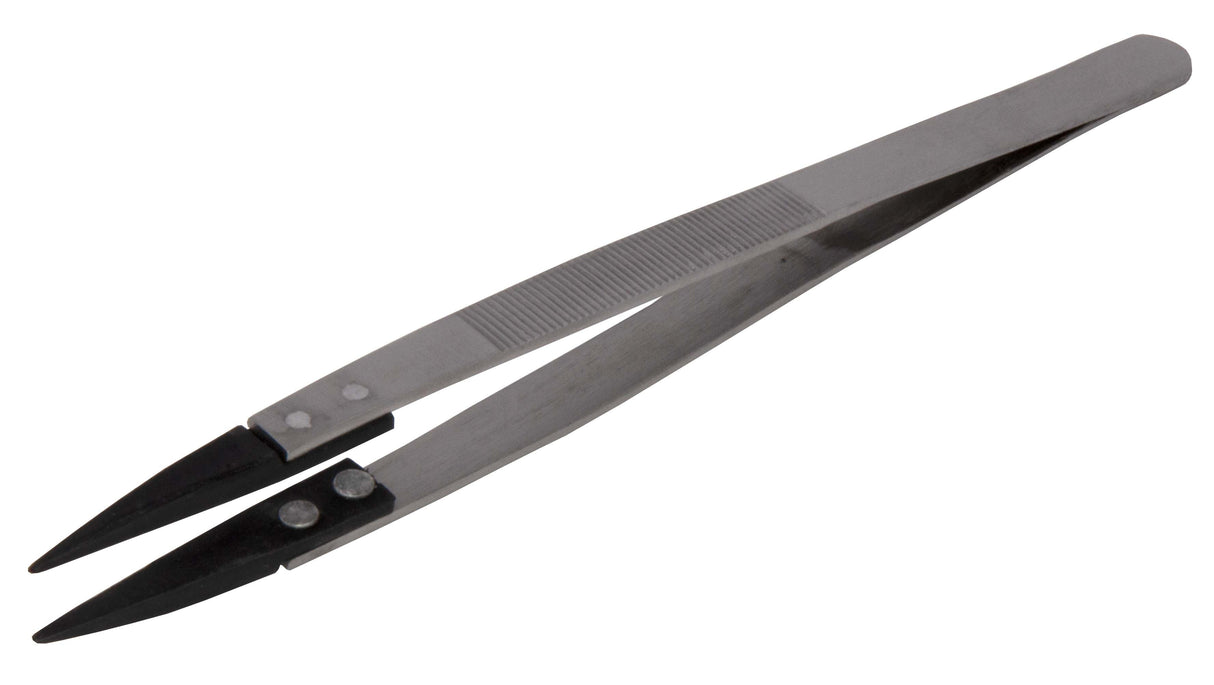 6-1/4" soft fiber non-marring jewelry making tweezers with reinforced rivets and fiber tips