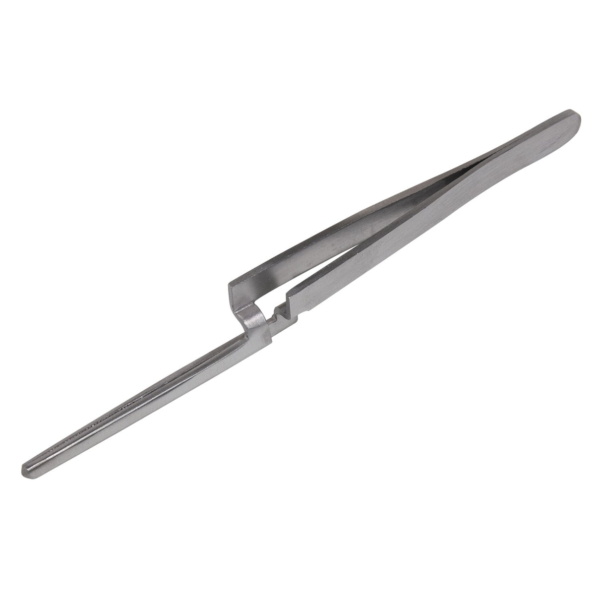 6-1/4" stainless steel cross locking raised standup tweezers with serrated jaws for precision gripping
