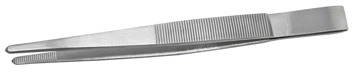 5-inch stainless steel blunt forcep tweezers with serrated tips for precise gripping