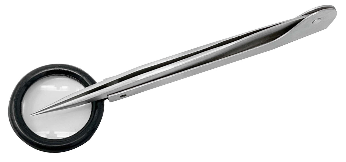 4-3/4" Size #00 Anti-Magnetic Pointed 3X Magnifying Tweezers by PMC Supplies