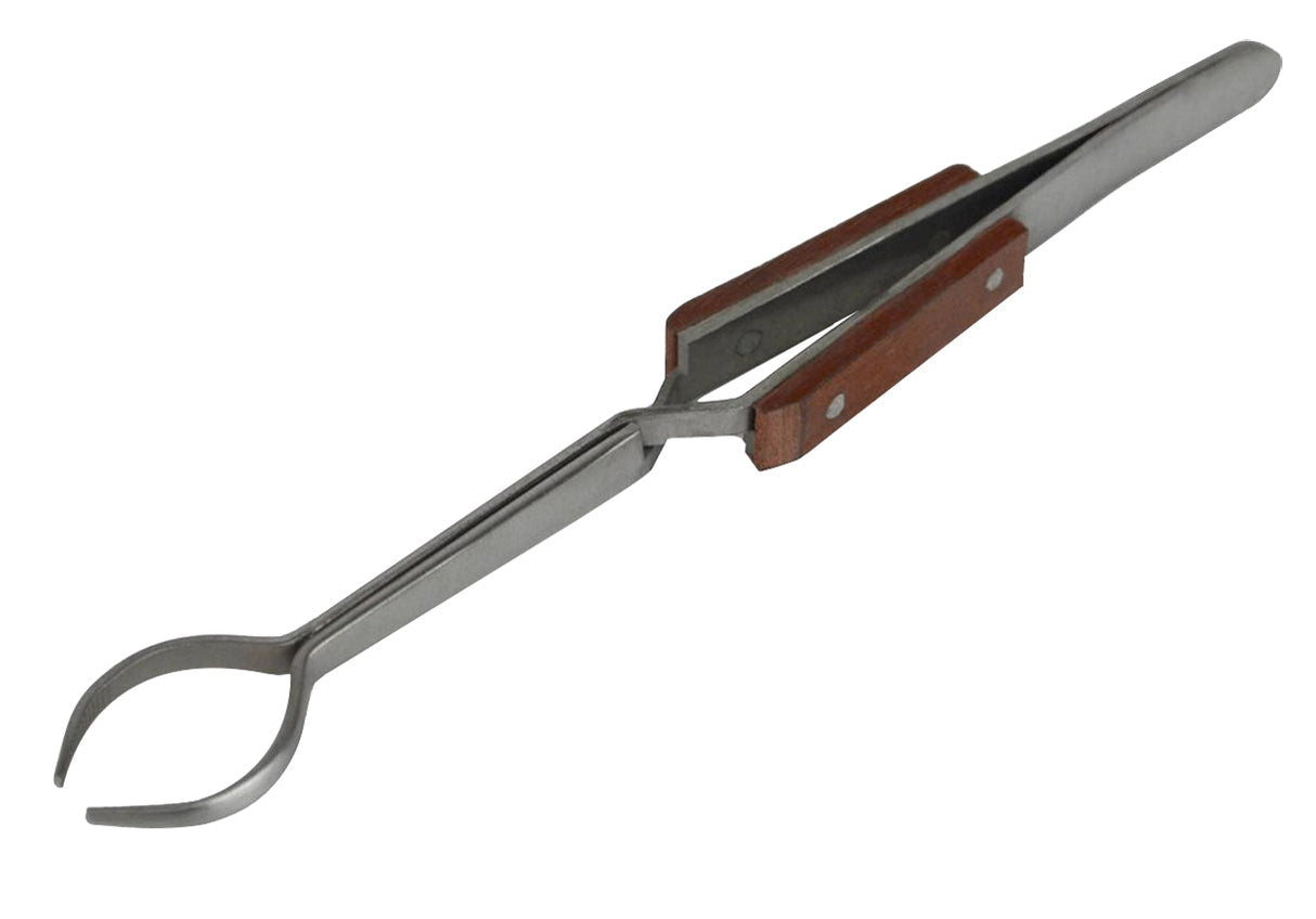 6-1/4" Oval Fiber Grip Tweezers with self-closing handle and oval tips for soldering and jewelry making