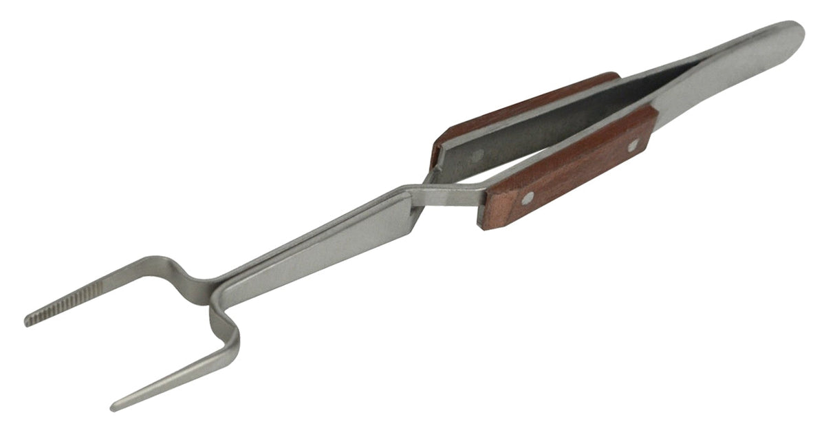 6-inch square fiber grip tweezers with self-closing cross-locking handle for precision soldering and jewelry repair