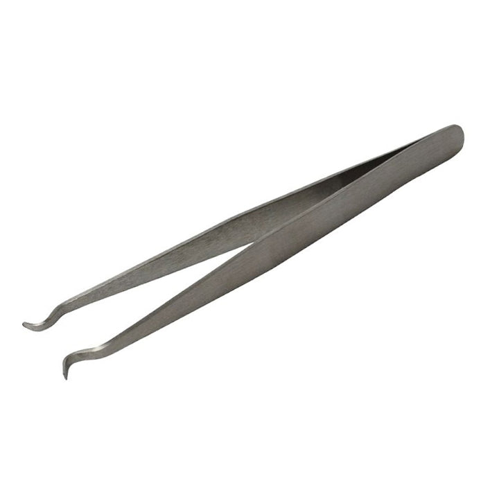 Ring tweezers for soldering with angled tips for precise ring positioning in jewelry making
