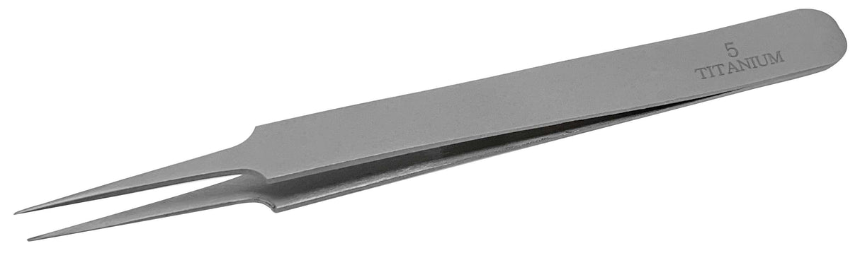 4-3/4" Titanium No. 5 Tweezer with narrow tip for precise diamond and gemstone handling