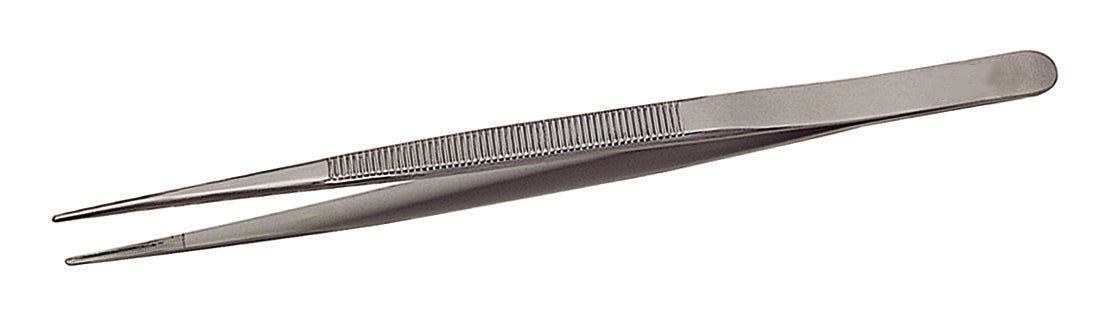 6-1/2 inch stainless steel medium-grooved diamond tweezers for precise gemstone handling and secure grip