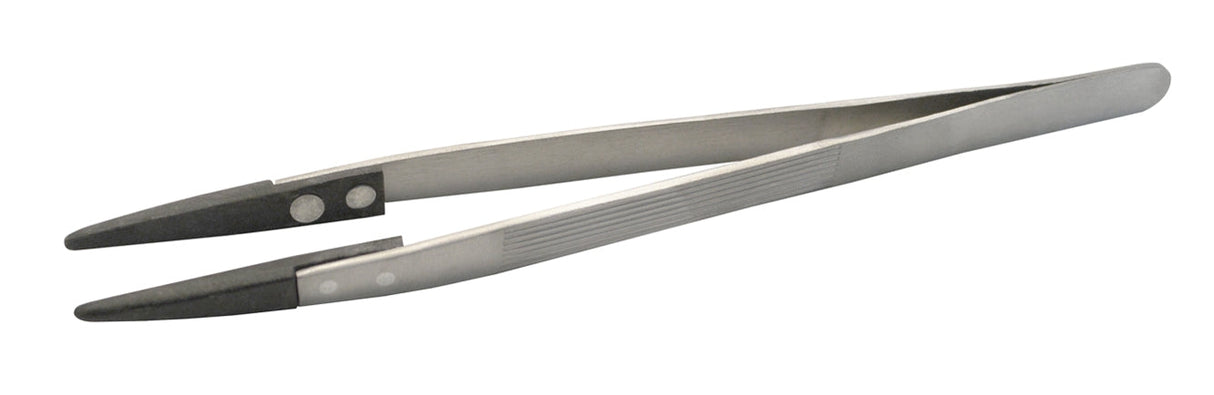 6-1/2" tweezers with black nylon tips for scratch-free precision handling of delicate stones and jewelry making