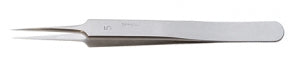 4-3/8" inox hi-tech Dumont tweezers style 5 with matte finish and precision tips for electronics and lab use