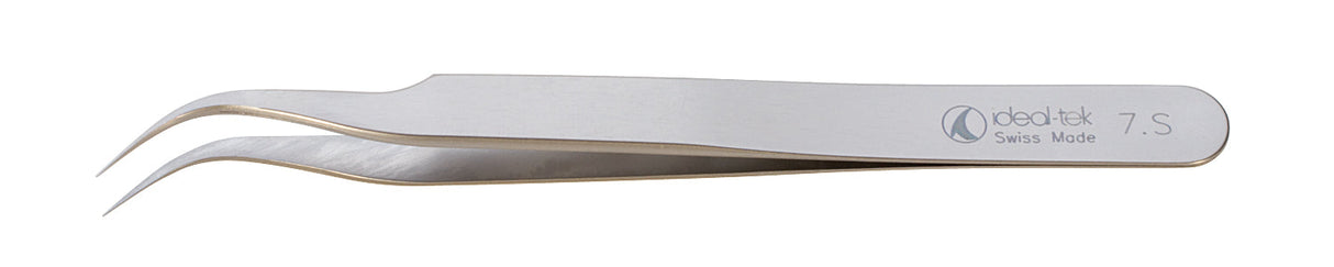 4-1/2 inch Ideal-Tek Inox Hi-Tech Tweezers Style 7 with curved stainless steel precision tips