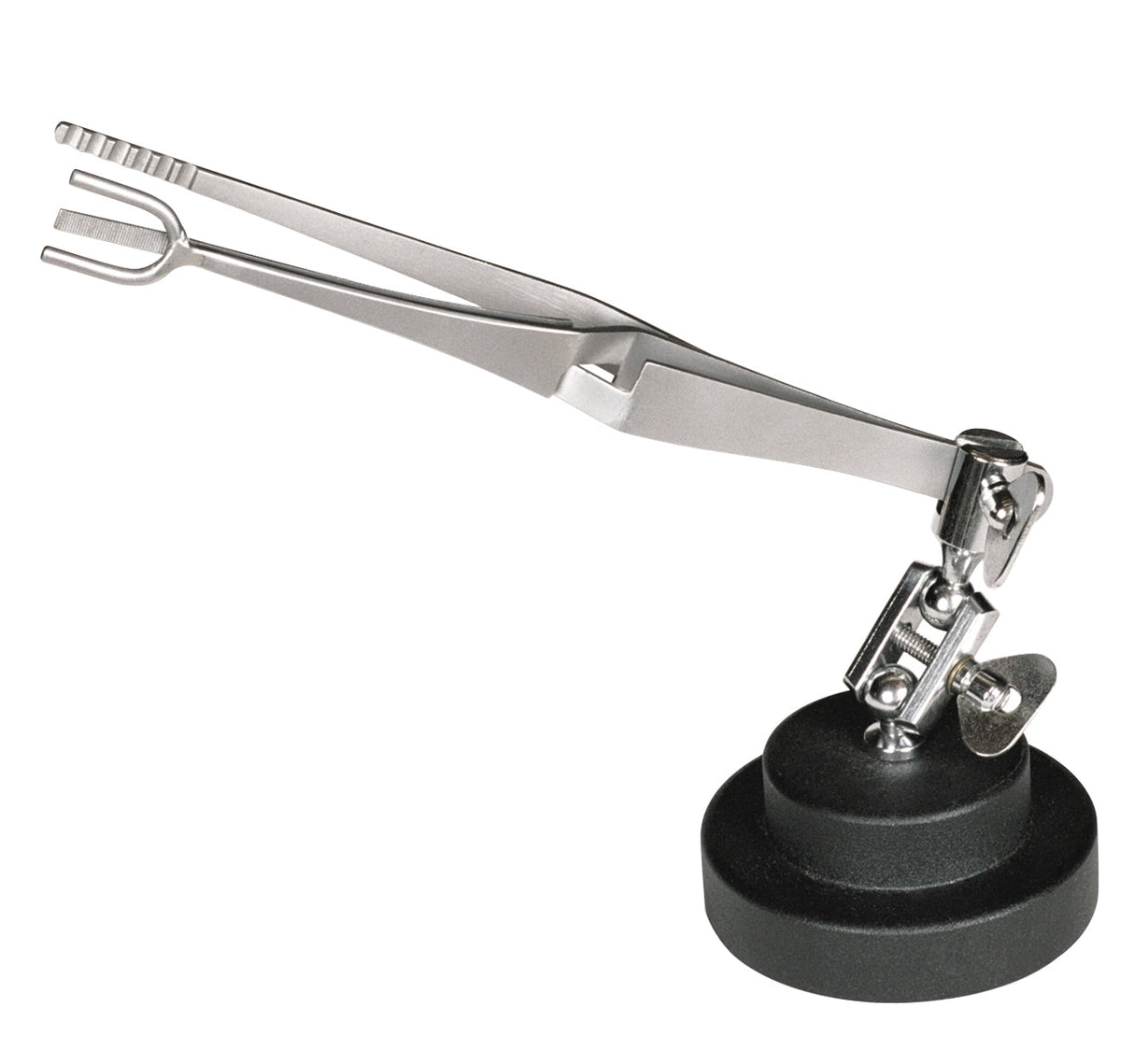 Ring Shank Soldering Tweezers with steel base for secure, precise soldering of half or quarter shanks in jewelry and electronics.