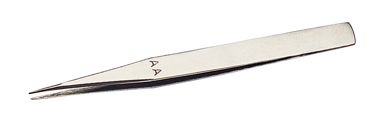 4-3/4" AA nickel soldering tweezers with fine point and flexible shanks for precision work