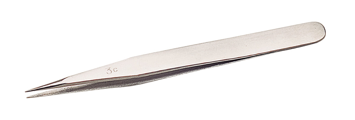 4-1/2 inch No. 3C stainless steel economy tweezers for jewelry and electronics repair