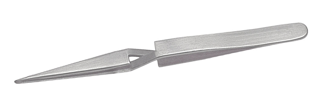 4-3/4 inch cross-locking soldering and utility tweezers with finely pointed stainless steel tips