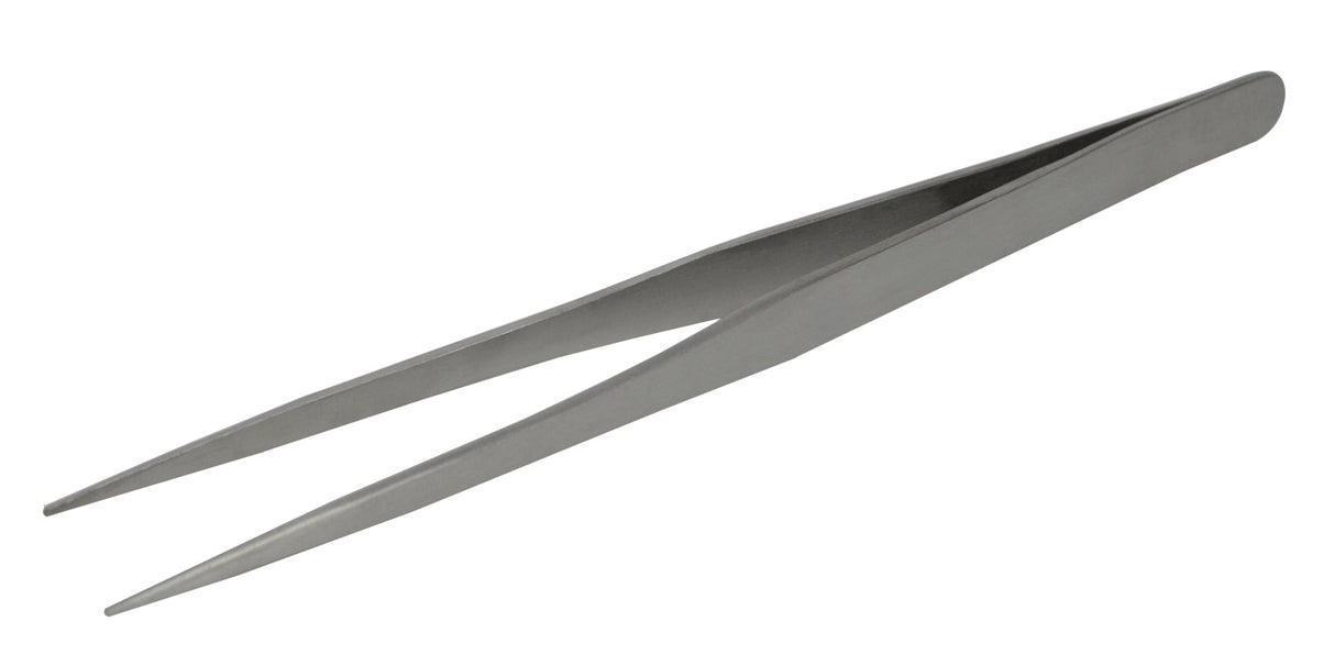 7" stainless steel utility tweezers with smooth points for precision soldering and delicate handling
