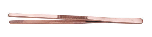 Copper pickling tweezers with straight serrated jaws for secure grip and precise handling