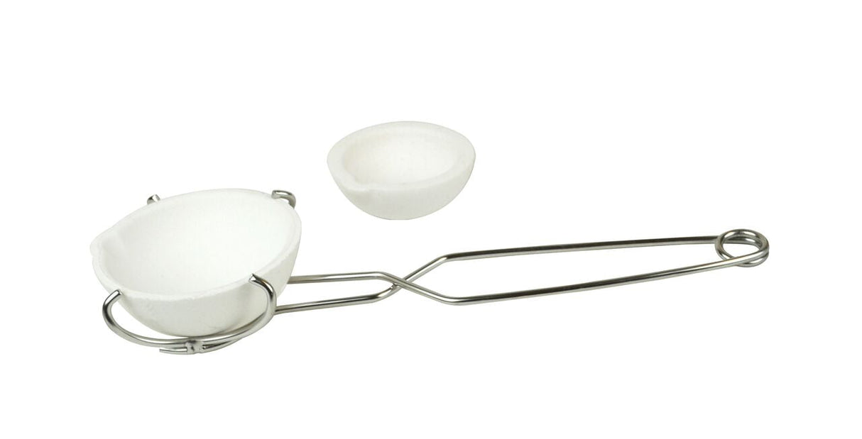 Large Whip Tong with two ceramic crucibles for metal melting and casting