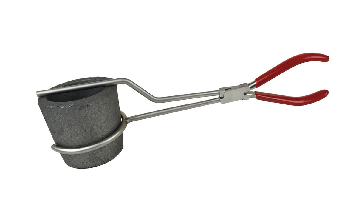 1 Kg Pouring Tongs & Crucible Set with red handles and graphite-clay crucible for metalcasting