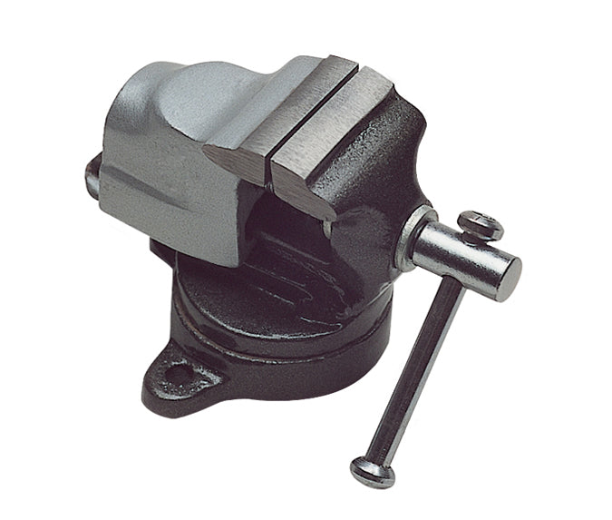 Mini revolving bench top vise with 30mm jaws and rotating base for precise small-scale clamping tasks