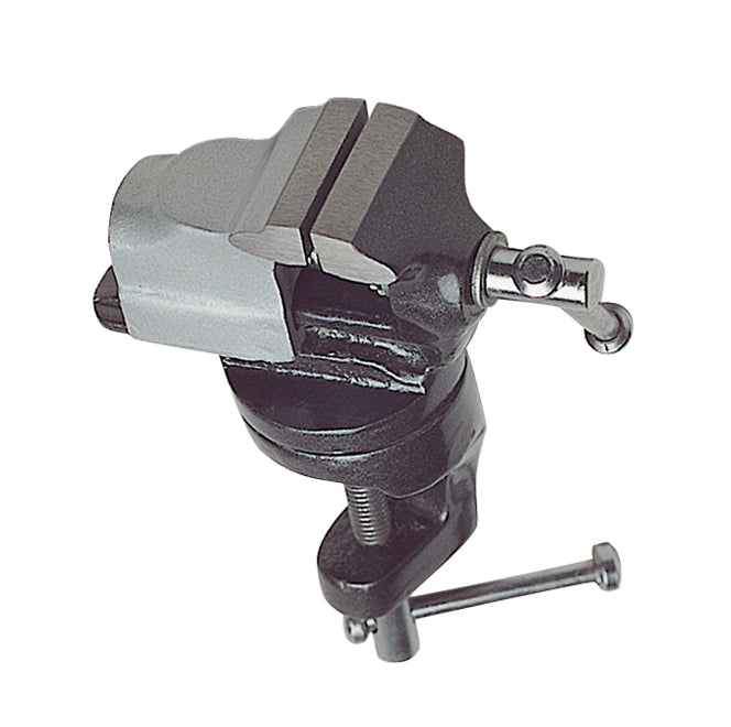Mini clamp-type revolving vise with 30mm jaws and drop-forged body for precise small part holding and positioning