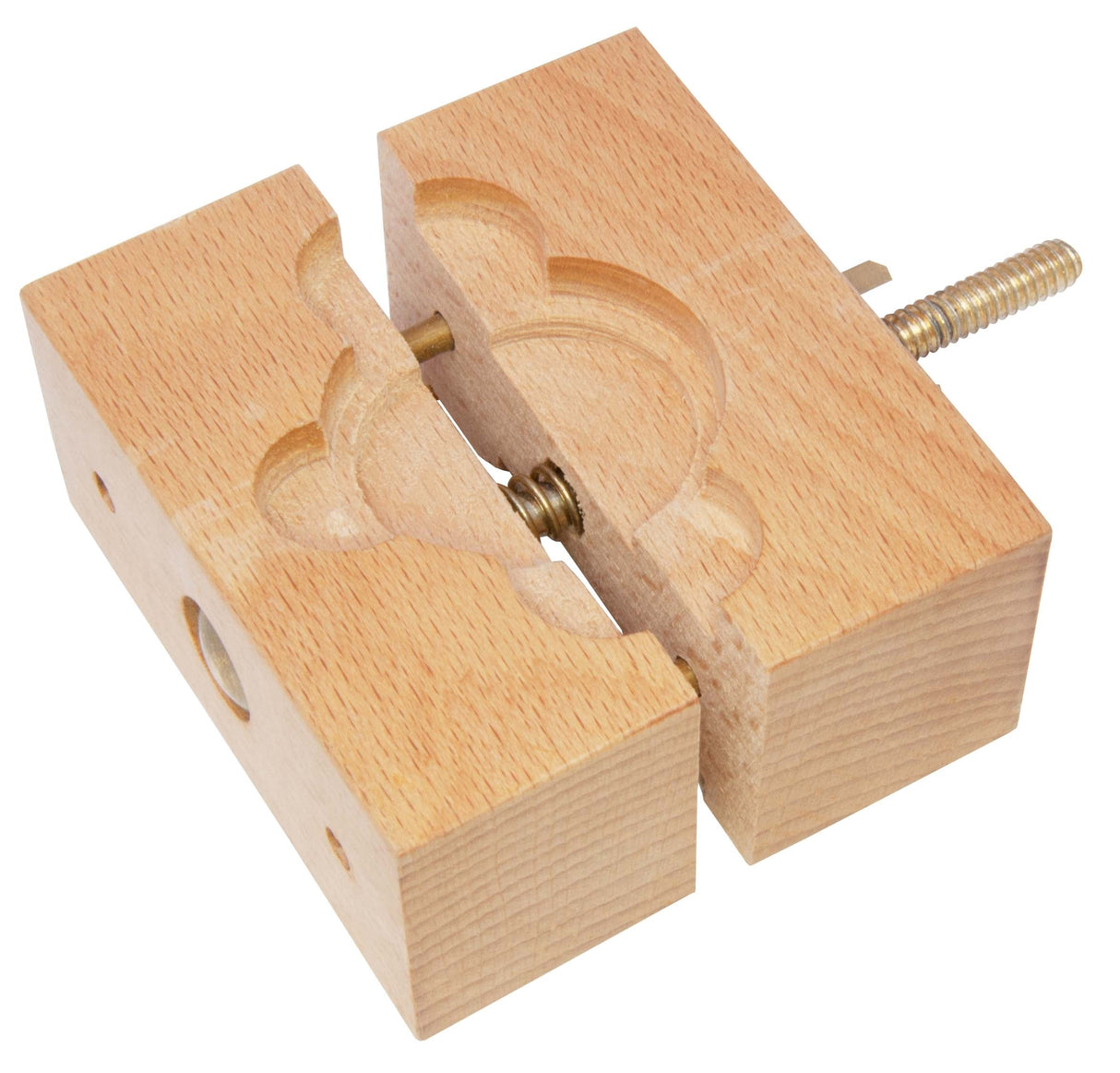 Movement and Case Holder wood tool with fly nut for secure, scratch-free watch repair clamping