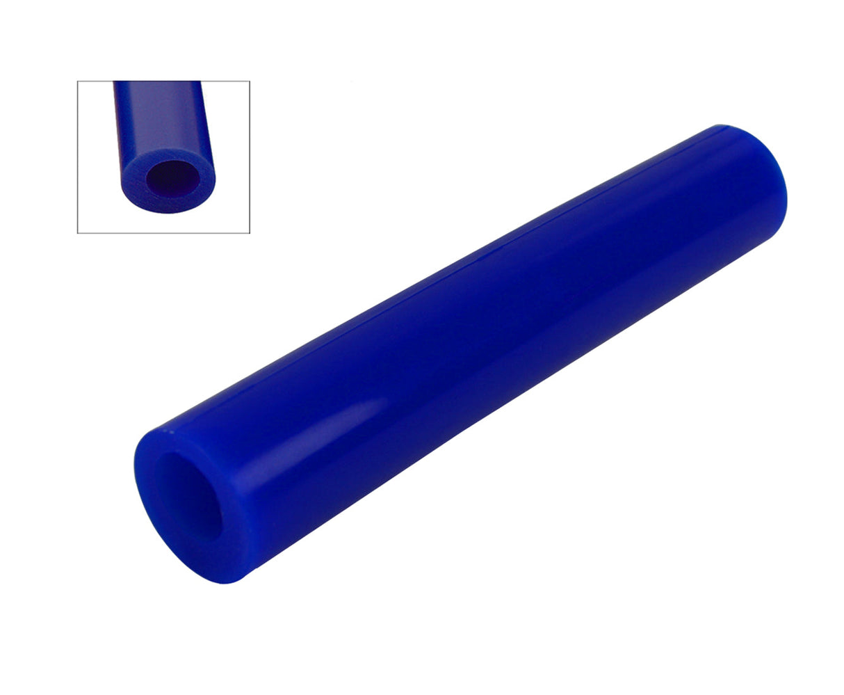 Blue wax ring tube with off-center hole, 6-inch length, medium-hard, carvable for ring making