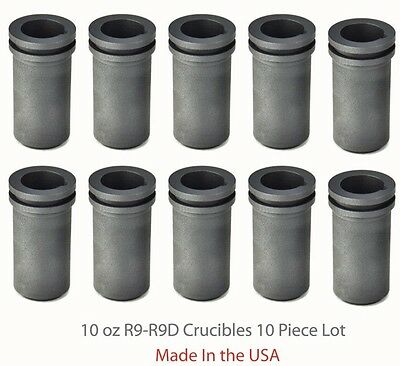 10 PIECE LOT 10 oz GRAPHITE CRUCIBLE R9 FURNACE MELTING GOLD SILVER DUST INGOTS by PMC Supplies