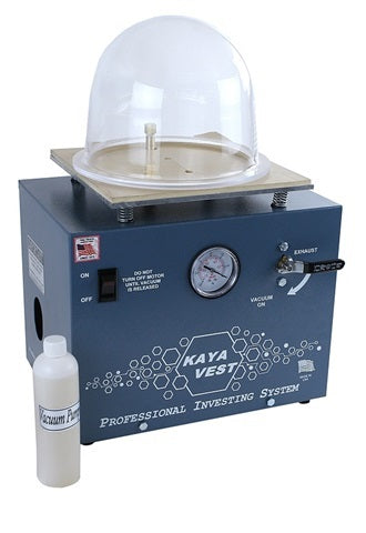 Arbe Kaya Vest Table Top Casting Machine with vacuum pump and clear bell jar for professional jewelry casting