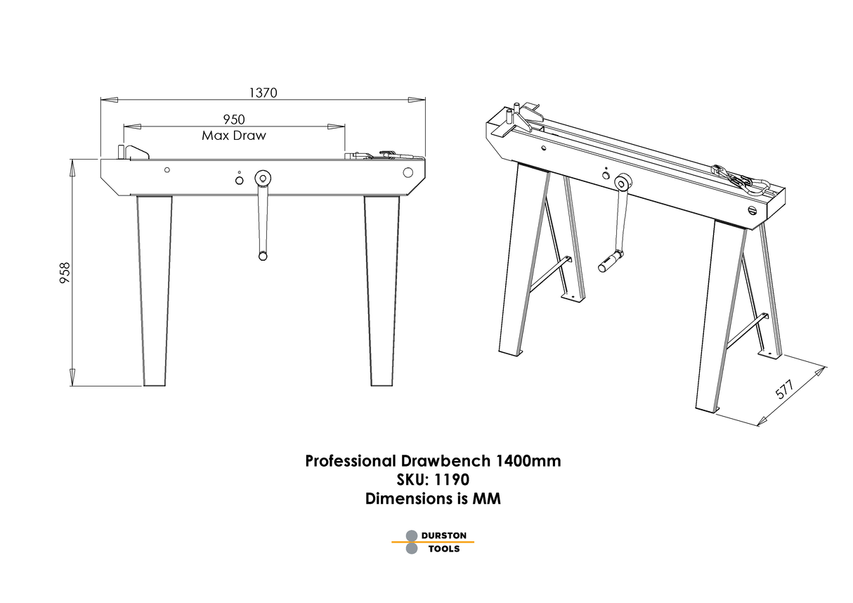 Durston 1190 DDB 1400 Draw Bench 54"