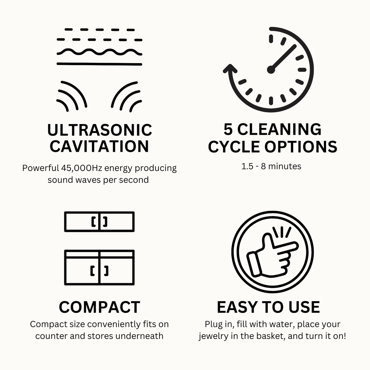 GEMORO LuxeSpa Personal Ultrasonic Jewelry & Eyeglass Cleaner