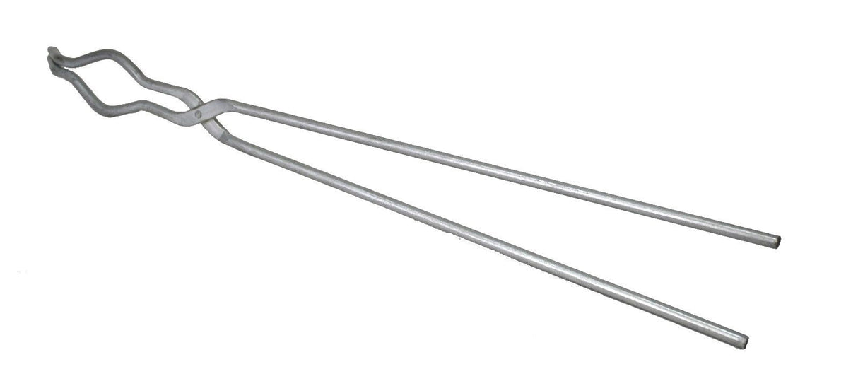18-inch bent foundry crucible tongs with grooved tips for secure grip and heat resistance