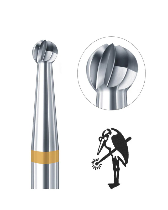 Busch® Fig. 1AU 0.30mm-2.70mm Round Carbide Burs (6 Pack)