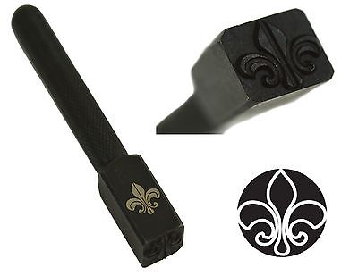 3/8 inch Fleur de Lis metal punch stamp for jewelry making with steel construction and crisp impressions