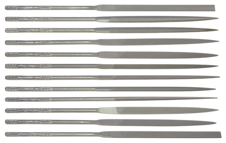 12-Piece Glardon™ Vallorbe Swiss 5-1/2" Needle File Set w/ Pouch Medium Cut #2 by PMC Supplies