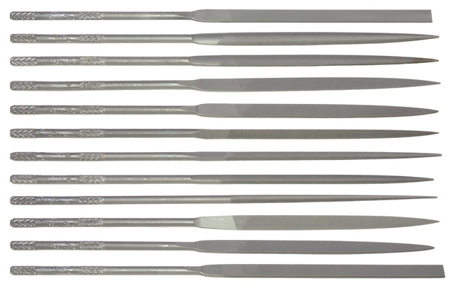 12-Piece Glardon™ Vallorbe Swiss 5-1/2" Needle File Set w/ Pouch Medium Cut #2 by PMC Supplies