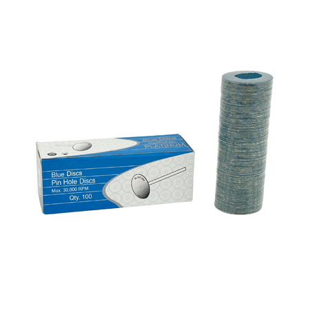 100/Pk 7/8" Diameter Coarse Sanding Zirconia Blue Discs with Pin-Hole Center