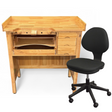 Deluxe solid wood jewelers bench set with adjustable swivel chair for ergonomic workspace
