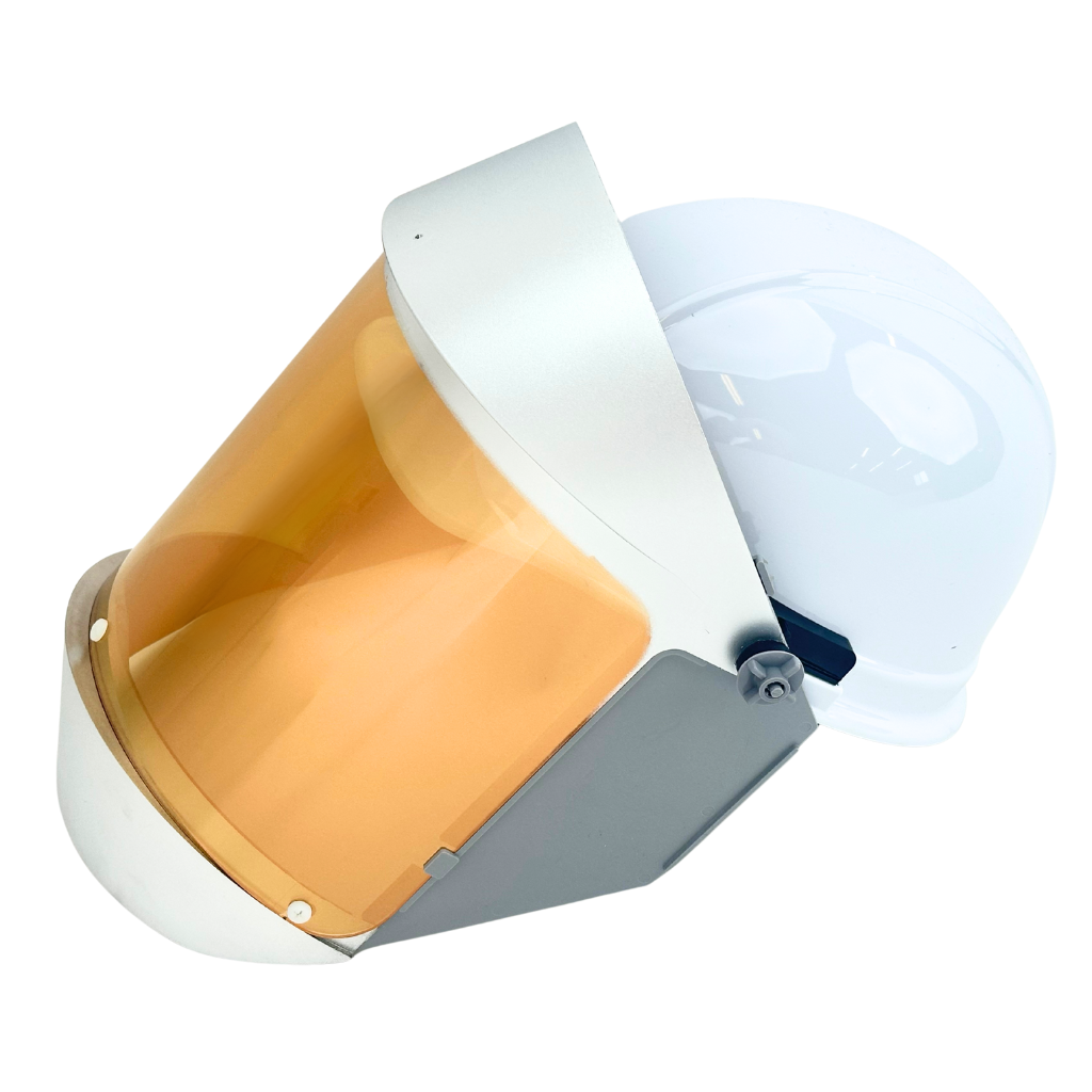 Oberon Green Gold Heat Reflective Face Shield with Hard Cap