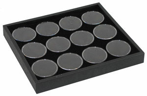 Black Tray 12 Jars with 12 gem jars for organized bead storage and jewelry making