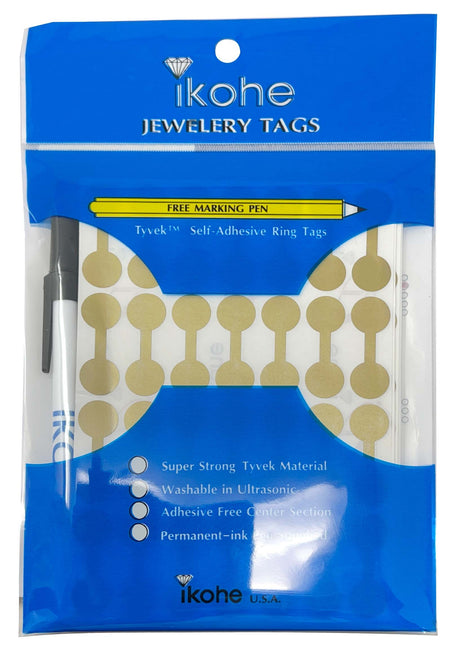 Tyvek Self-Adhesive Gold Ring Tags - 1,000/Pk