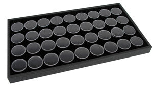 Black Tray 36 Jars - 1-1/2" Diameter Gem Jars by PMC Supplies