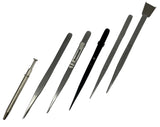 6-piece stainless steel diamond gemstone and beadwork tweezer set with slide-lock mechanism and precision tips