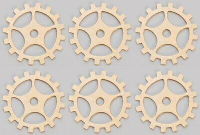 6/Pk 24 Gauge Brass Gears Blanks Spokes 3/4" Metal Jewelry Making Pendant Charm