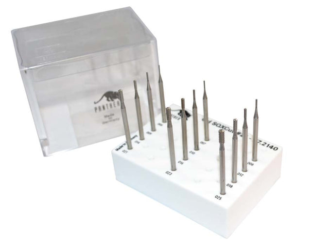 12-Piece Panther�� Cylinder Cross-Cut Bur Set Sizes 0.60 to 2.50 MM