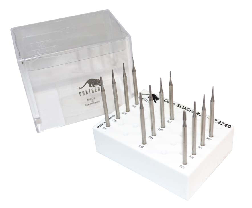 12-Piece Panther�� Cone Square Cross-Cut Bur Set Sizes 0.60 to 2.10 MM