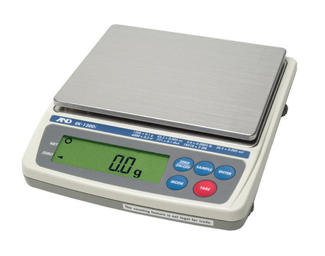 A&D Everest EK-1200i professional digital jewelry and gold scale with 1200g capacity and backlit LCD display