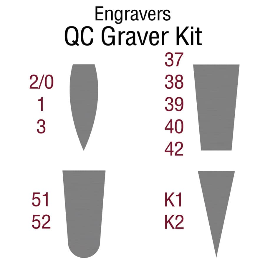 Engravers GRS 022-581 Quick Change Pre-Cut Graver Kit X 12